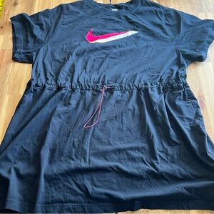 Nike Plus Size Black T-Shirt Dress with Drawstring Waist – 2X